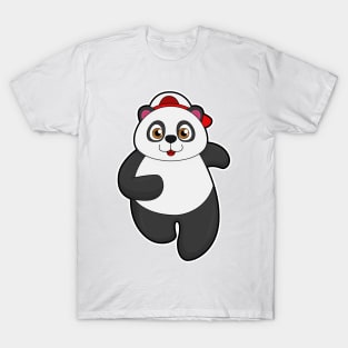 Panda at Running with Cap T-Shirt